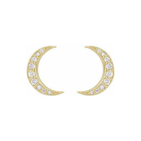 14k yellow gold MOON diamond post earrings