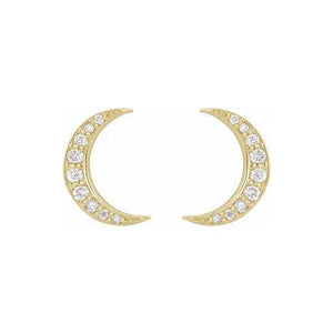 14k yellow gold MOON diamond post earrings