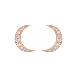 14k rose gold MOON diamond post earrings