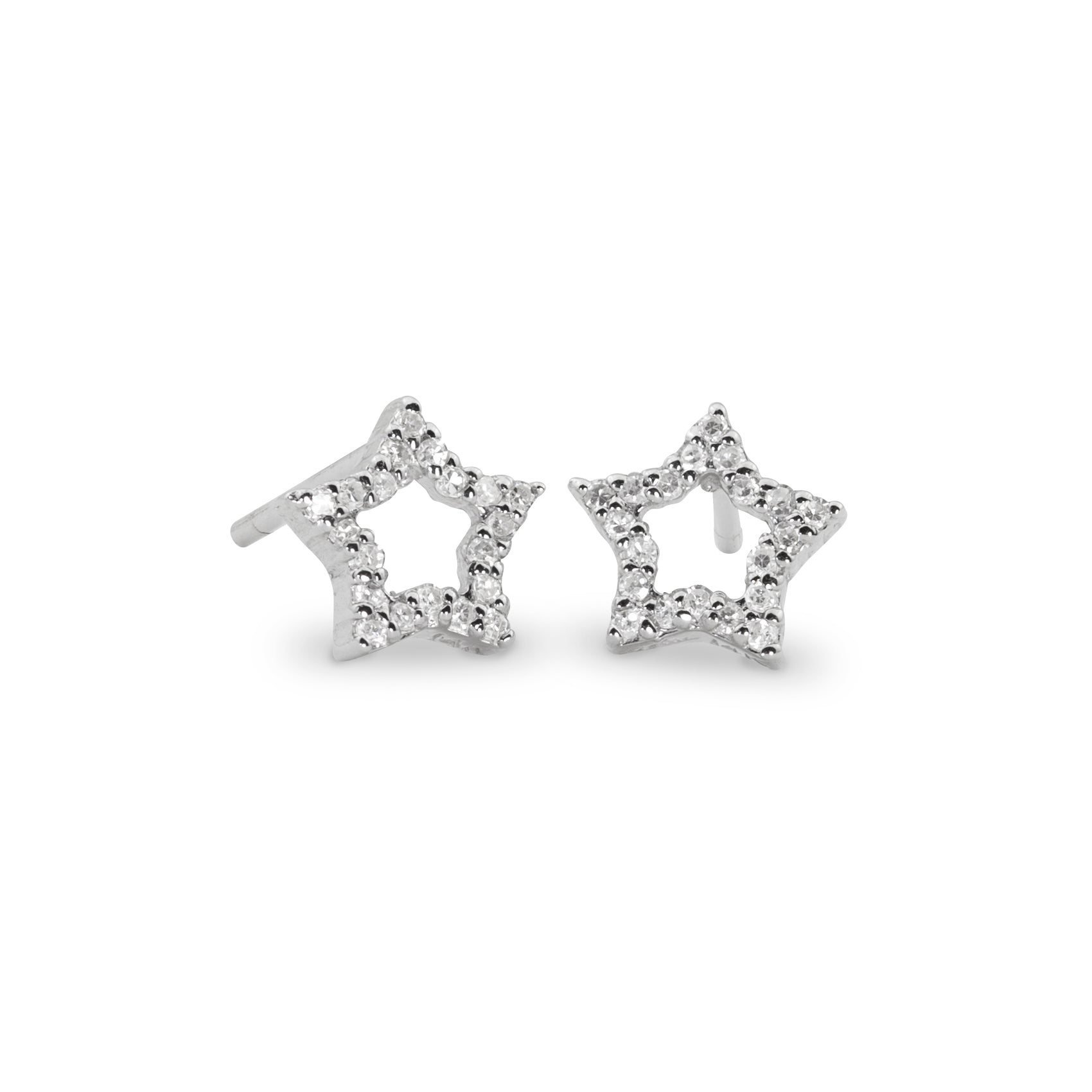 14k white gold diamond STAR post earrings