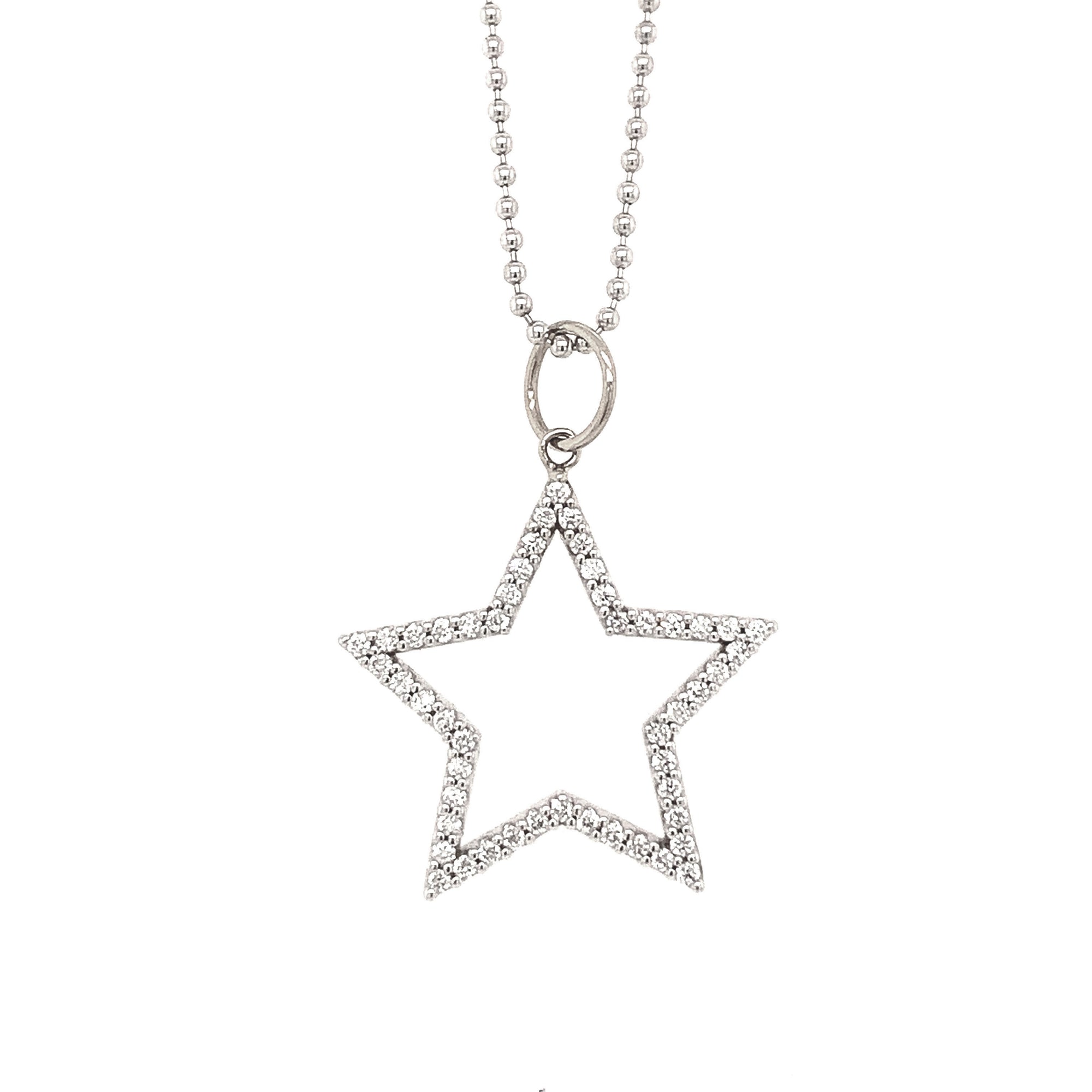 14k white gold STAS diamond star pendant