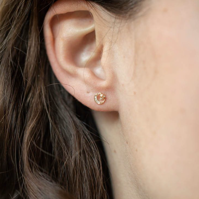 Celine Daoust Merkabah Diamond Moon Earrings