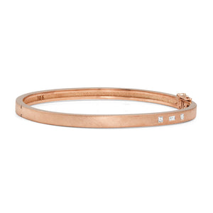 18k rose gold TING thin hinged cuff bracelet with 3 assorted diamonds