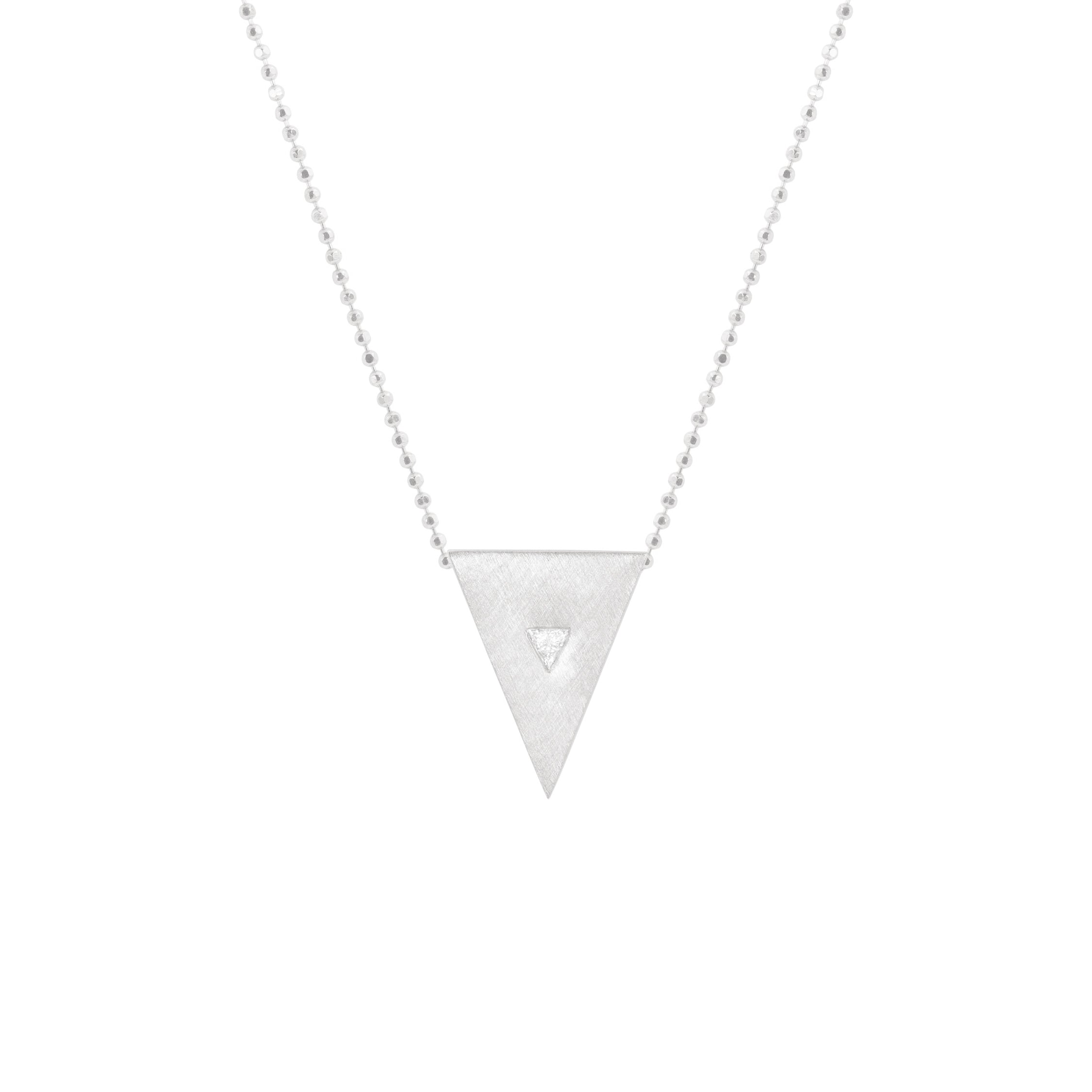 TISA 14k Gold Trillion Diamond Triangle Pendant Necklace