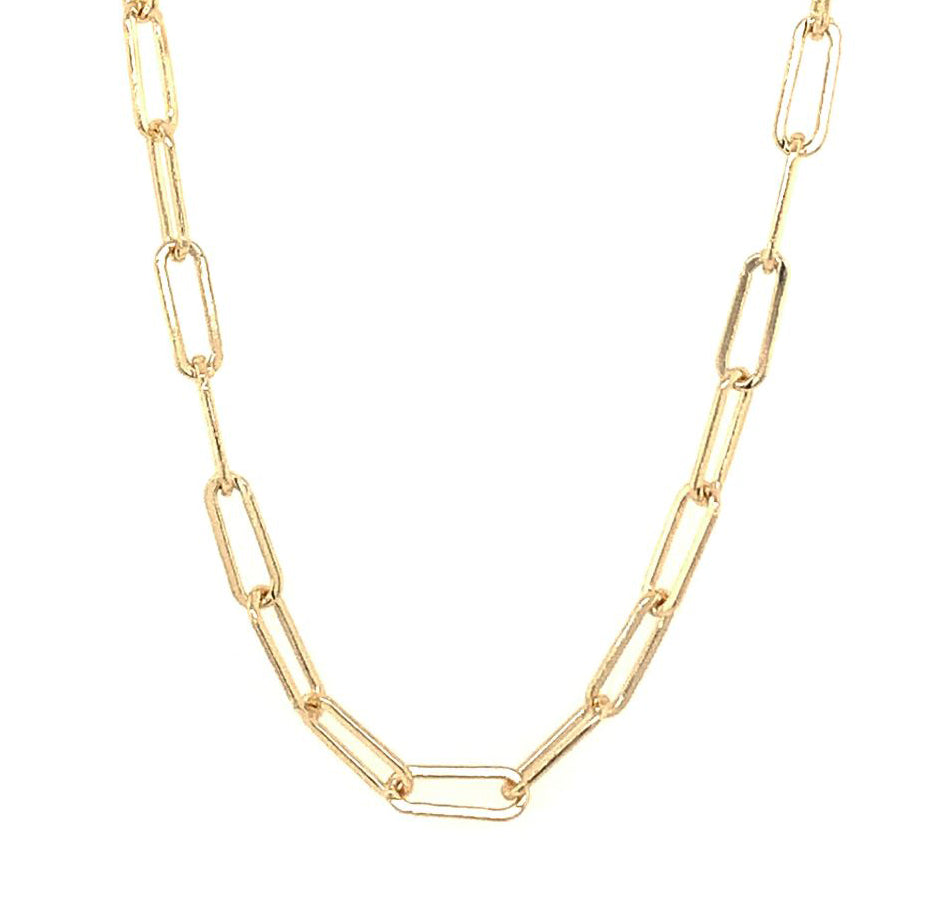 14K Gold 3.2mm Link Paperclip Necklace