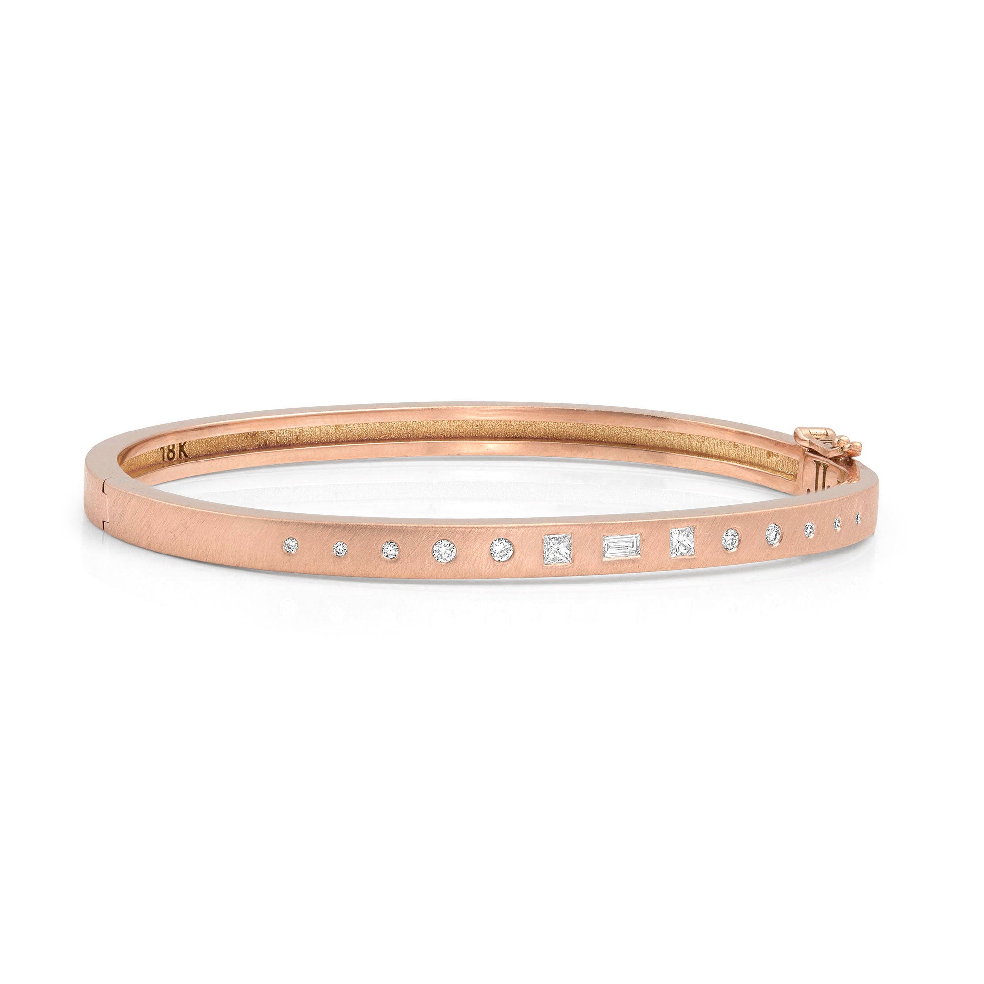 18k rose gold TUXX hinged cuff bracelet with mixed white diamonds