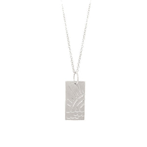 14k white gold COCU etched ocean charm