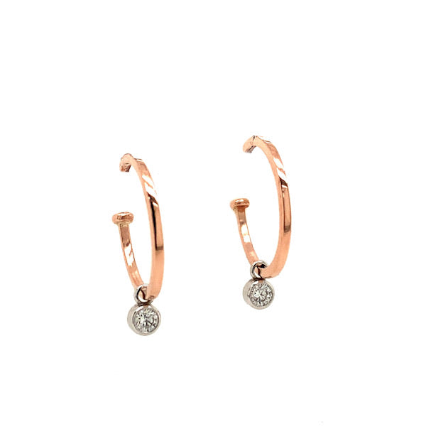 14k yellow gold OLAI hoop earrings with diamond bezi