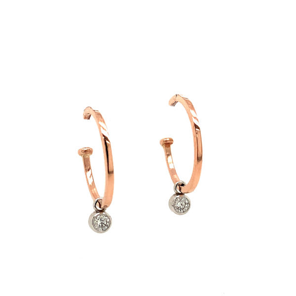 14k rose gold OLAI hoop earrings with diamond bezi