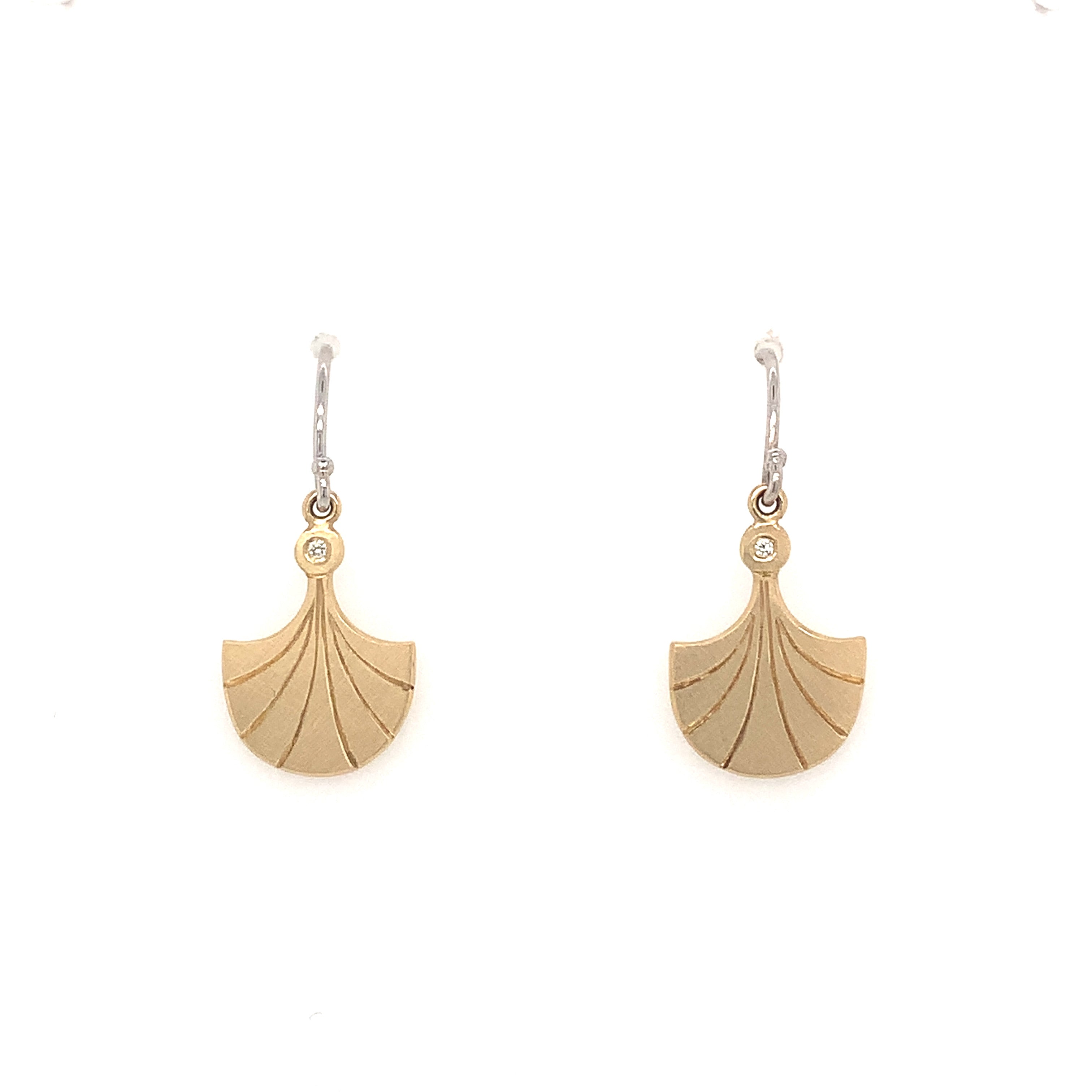 14k yellow gold GORD fan earrings