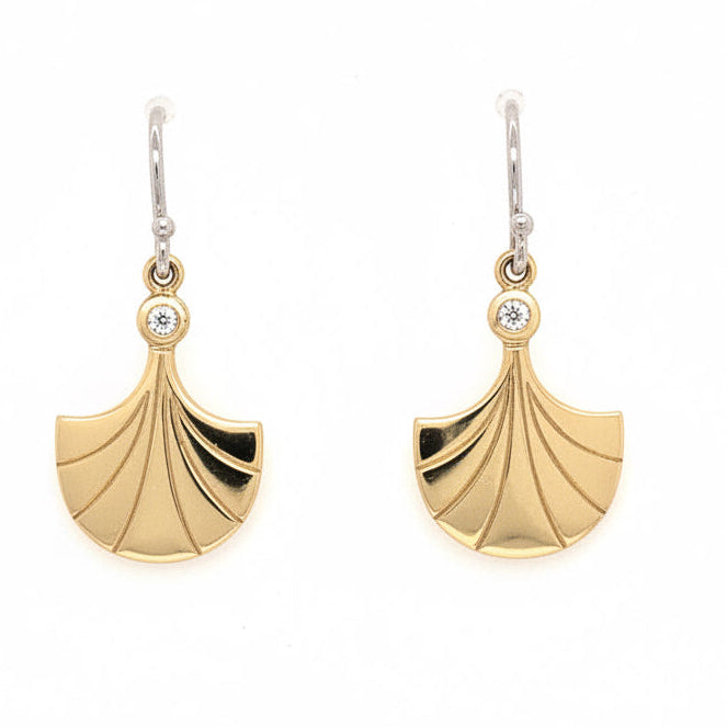 14k yellow gold GORD fan earrings