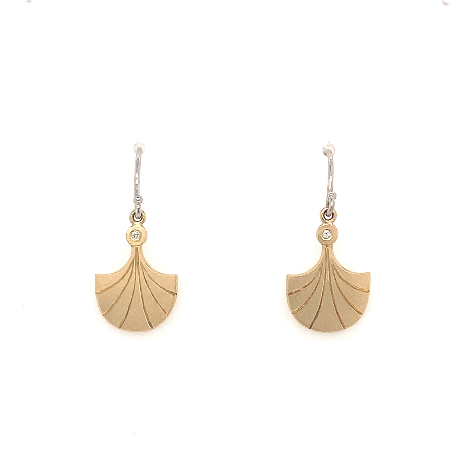 14k yellow gold GORD fan earrings