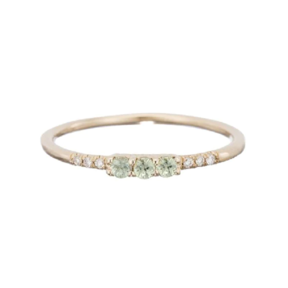 Jennie Kwon 3 Green Sapphire Band