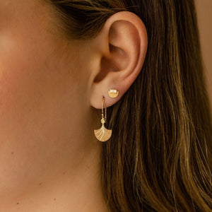 GORD 14k Gold Fan Earrings